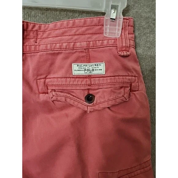 Polo Ralph Lauren Cargo Shorts Mens 32 Pink Relaxed Fit Hiking Heavyweight - Picture 5 of 8